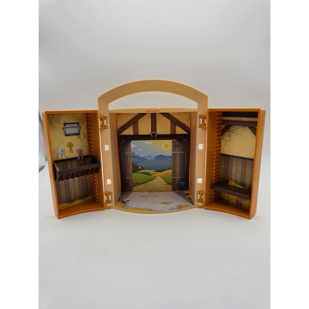 Playmobil 9116 Take Along Horse Stable Country Play Set Only Tan Carry Case